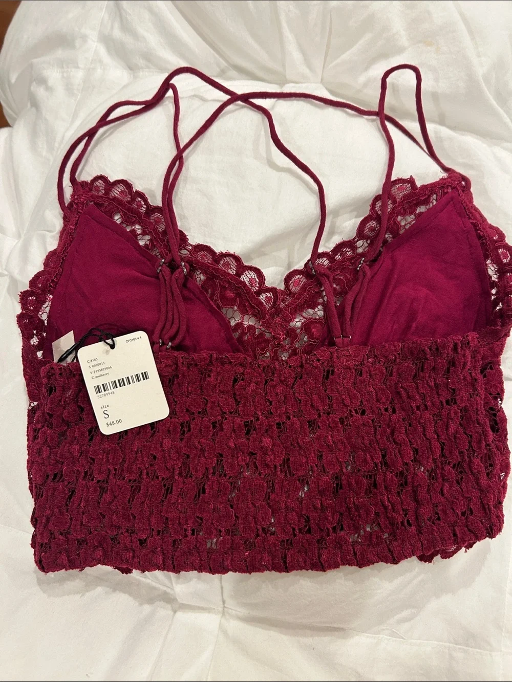Free People Lace Bandeau Bralette in Wine